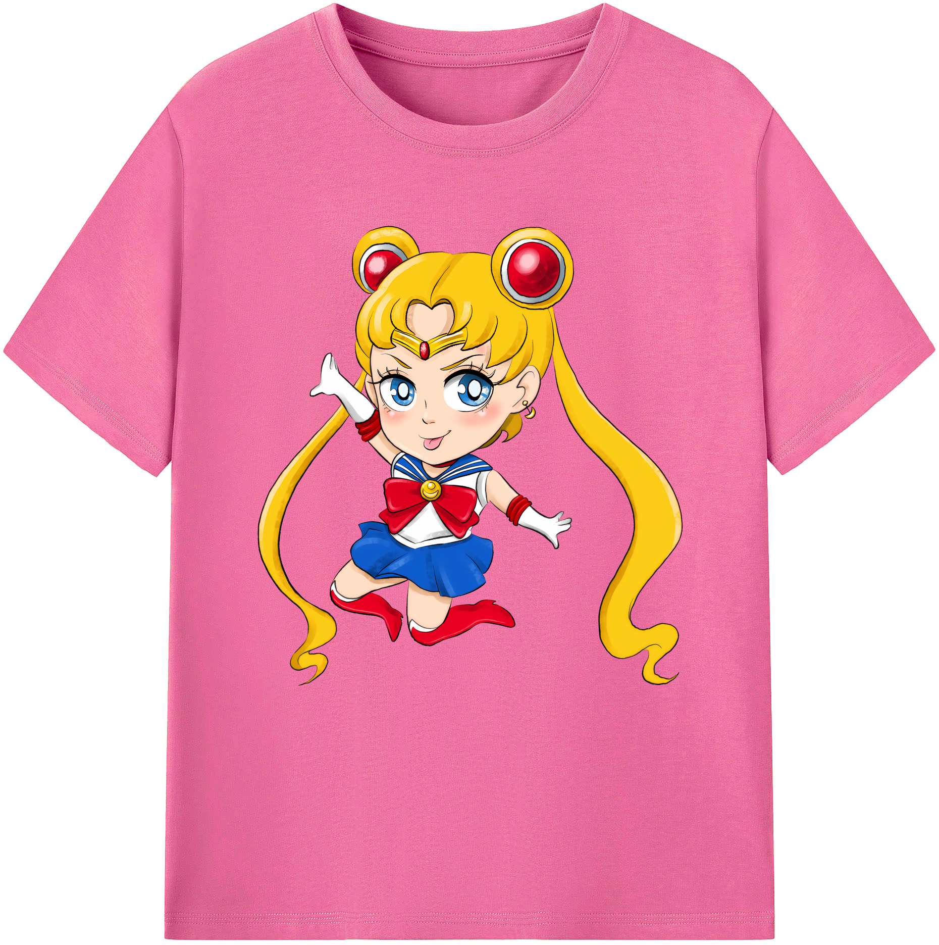 （画像用） 美少女戦士セーラームーン 月野 うさぎ つきの うさぎ Sailor Moon Tsukino Usagi レディースカジュアルプリントTシャツ（綿100％）
